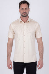 Barabas Wholesale Men's Rhinestones Button Down Short Sleeve Shirts 4SST06 Cream