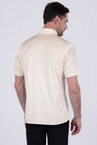 Barabas Wholesale Men's Rhinestones Button Down Short Sleeve Shirts 4SST06 Cream