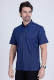 Barabas Wholesale Men's Rhinestones Button Down Short Sleeve Shirts 4SST06 Navy Blue
