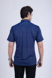 Barabas Wholesale Men's Rhinestones Button Down Short Sleeve Shirts 4SST06 Navy Blue