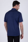 Barabas Wholesale Men's Rhinestones Button Down Short Sleeve Shirts 4SST06 Navy