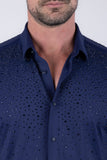Barabas Wholesale Men's Rhinestones Button Down Short Sleeve Shirts 4SST06 Navy