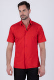 Barabas Wholesale Men's Rhinestones Button Down Short Sleeve Shirts 4SST06 Red