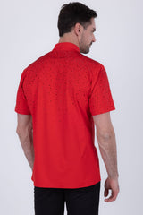 Barabas Wholesale Men's Rhinestones Button Down Short Sleeve Shirts 4SST06 Red