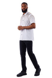 Barabas Wholesale Men's Rhinestones Button Down Short Sleeve Shirts 4SST06 White Gold