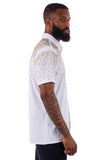 Barabas Wholesale Men's Rhinestones Button Down Short Sleeve Shirts 4SST06 White Gold