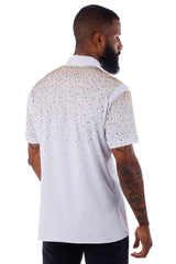 Barabas Wholesale Men's Rhinestones Button Down Short Sleeve Shirts 4SST06 White Gold