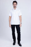 Barabas Wholesale Men's Rhinestones Button Down Short Sleeve Shirts 4SST06 White Silver