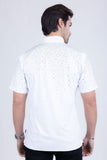 Barabas Wholesale Men's Rhinestones Button Down Short Sleeve Shirts 4SST06 White Silver