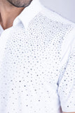 Barabas Wholesale Men's Rhinestones Button Down Short Sleeve Shirts 4SST06 White Silver