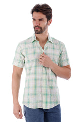 BARABAS Men's Wholesale Striped Checkered Short Sleeve Shirts 4SST09 Green White