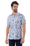 BARABAS Men's Wholesale Floral Button Down Short Sleeve Shirts 4SST11 White Blue