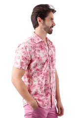 BARABAS Men's Wholesale Floral Rose Button Down Short Sleeve Shirts 4SST12 Pink