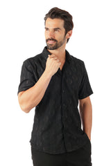 BARABAS Men's Wholesale Floral Rose Button Down Short Sleeve Shirts 4SST13 Black