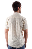 BARABAS Men's Wholesale Floral Rose Button Down Short Sleeve Shirts 4SST13 Cream