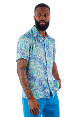 BARABAS Men's Wholesale Floral Button Down Short Sleeve Shirts 4SST16 Blue