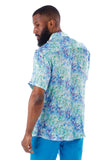 BARABAS Men's Wholesale Floral Button Down Short Sleeve Shirts 4SST16 Blue