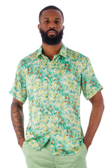 BARABAS Men's Wholesale Floral Button Down Short Sleeve Shirts 4SST16 Green