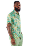 BARABAS Men's Wholesale Floral Button Down Short Sleeve Shirts 4SST16 Green