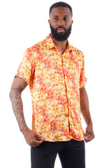 BARABAS Men's Wholesale Floral Button Down Short Sleeve Shirts 4SST16 Orange