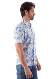 BARABAS Men's Wholesale Floral Linen Button Down Short Sleeve Shirts 4SST17 White Blue