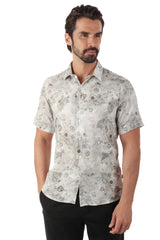 BARABAS Men's Wholesale Floral Abstract Button Down Short Sleeve Shirts 4SST18 Grey