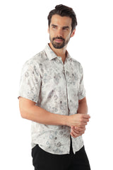 BARABAS Men's Wholesale Floral Abstract Button Down Short Sleeve Shirts 4SST18 Grey