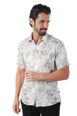 BARABAS Men's Wholesale Floral Abstract Button Down Short Sleeve Shirts 4SST18 Grey