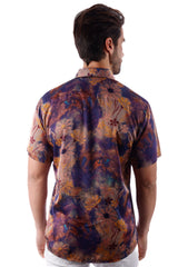 Barabas Wholesale Men's Colorful Floral Button Down Short Sleeve Shirts 4sst21 Purple