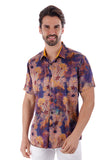 Barabas Wholesale Men's Colorful Floral Button Down Short Sleeve Shirts 4sst21 Purple
