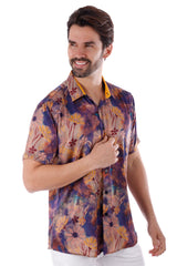 Barabas Wholesale Men's Colorful Floral Button Down Short Sleeve Shirts 4sst21 Purple