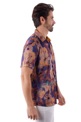 Barabas Wholesale Men's Colorful Floral Button Down Short Sleeve Shirts 4sst21 Purple