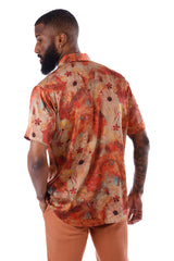 BARABAS Men's Wholesale Colorful Floral Button Down Short Sleeve Shirts 4sst21 Rust