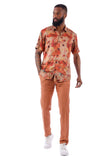 BARABAS Men's Wholesale Colorful Floral Button Down Short Sleeve Shirts 4sst21 Rust