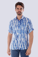 Barabas Wholesale Men's Stretch Button Down Short Sleeve Shirts 4SST22 Blue