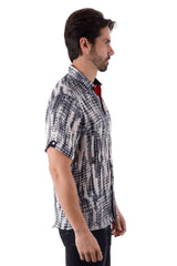 Barabas Wholesale Men's Stretch Button Down Short Sleeve Shirts 4SST22 Orange Grey