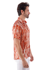 Barabas Wholesale Men's Stretch Button Down Short Sleeve Shirts 4SST22 Orange