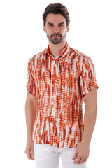Barabas Wholesale Men's Stretch Button Down Short Sleeve Shirts 4SST22 Orange