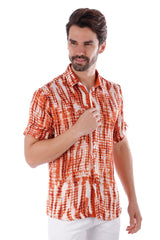 Barabas Wholesale Men's Stretch Button Down Short Sleeve Shirts 4SST22 Orange 