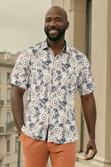 Barabas Wholesale Men's Geometric Stretch Button Down Short Sleeve Shirts 4SST23 Multi Black