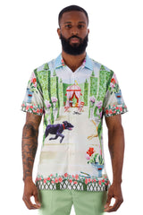 BARABAS Men's Wholesale Floral Animal Button Down Short Sleeve Shirts 4sst31 Multi