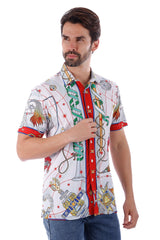 BARABAS Men's Wholesale Animal Geometric Button Down Short Sleeve Shirts 4sst32 Multi