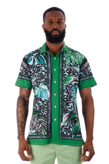 Barabas Wholesale Men's Floral Geometric Button Down Short Sleeve Shirts 4sst34