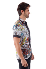 BARABAS Men's Wholesale Science Astronomy Printed Short Sleeve Shirts 4sst35