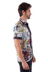 Barabas Wholesale Men's Science Astronomy Printed Short Sleeve Shirts 4sst35