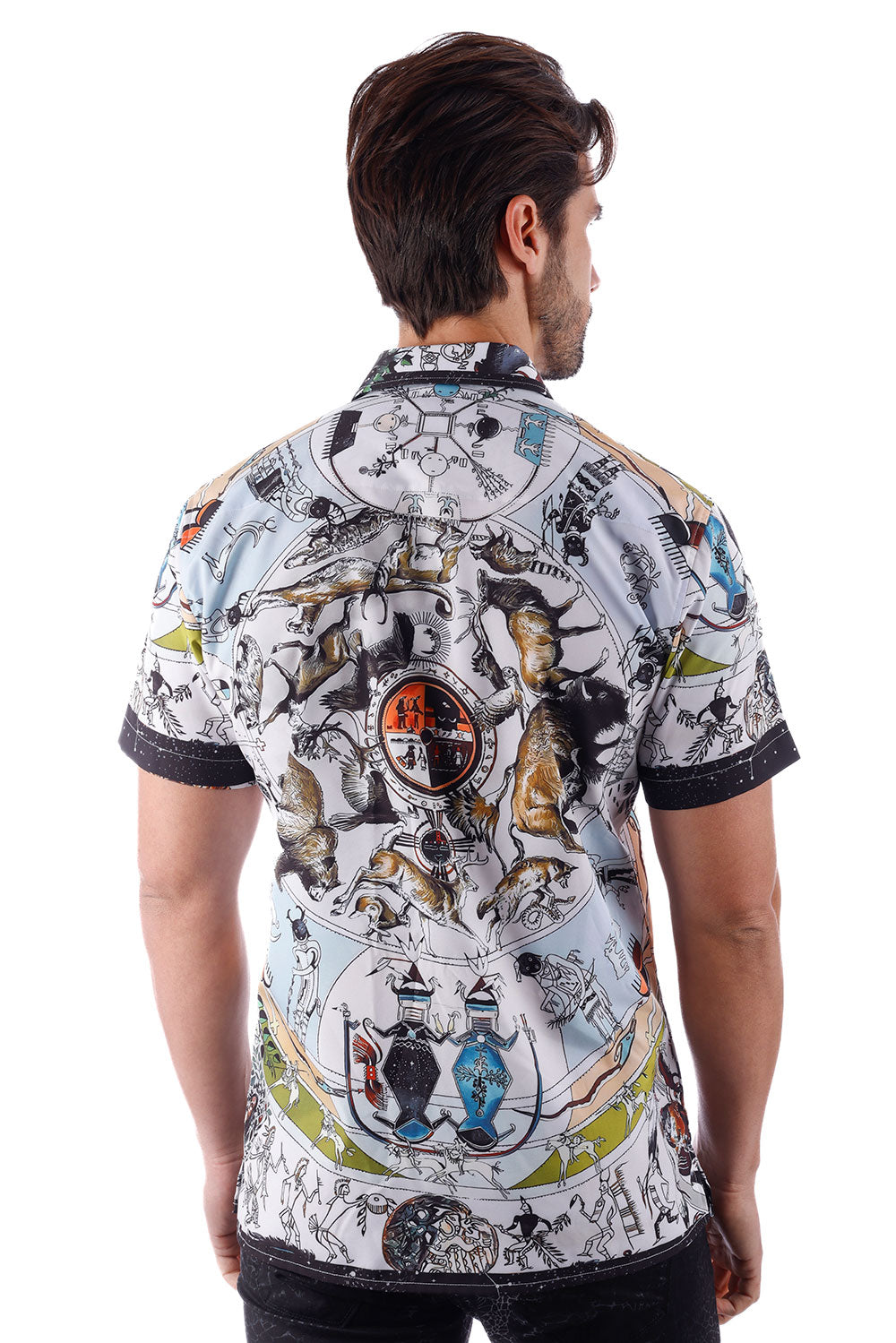 BARABAS Men's Wholesale Science Astronomy Printed Short Sleeve Shirts 4sst35