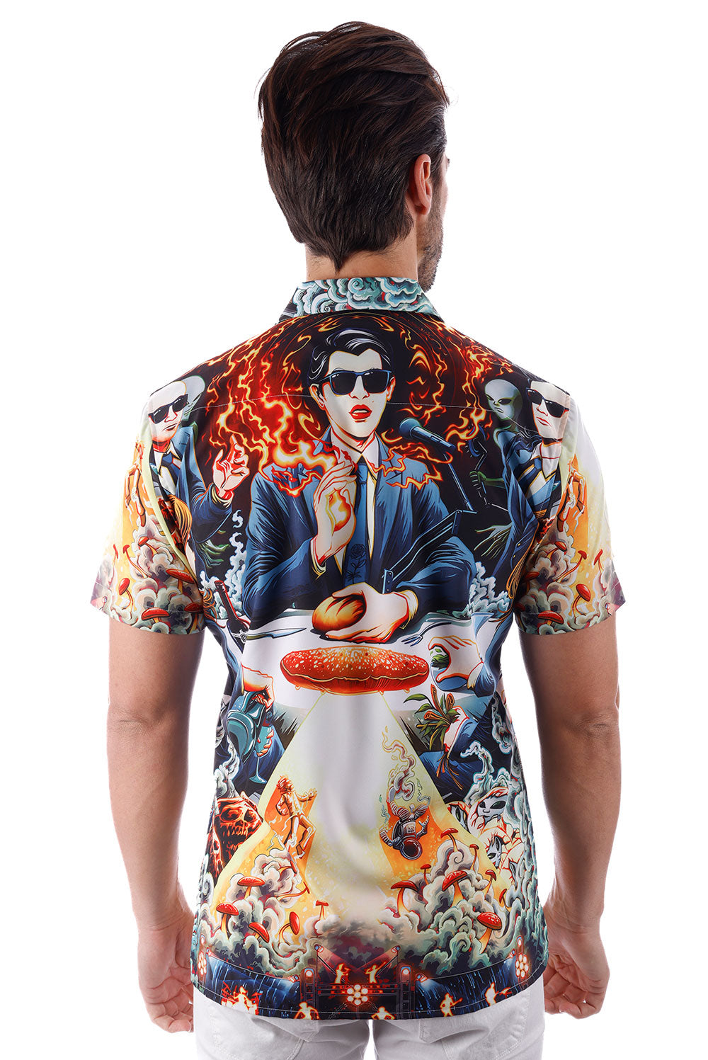 BARABAS Men's Wholesale Comic Science Fiction Printed Short Sleeve Shirts 4sst36