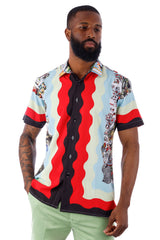 Barabas Wholesale Men's Ship ocean Galilei Printed Short Sleeve Shirts 4sst37