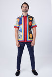 Barabas Wholesale Men's Floral Zodiac Sign Lion Short Sleeve Shirts 4SST38