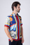 Barabas Wholesale Men's Floral Zodiac Sign Lion Short Sleeve Shirts 4SST38